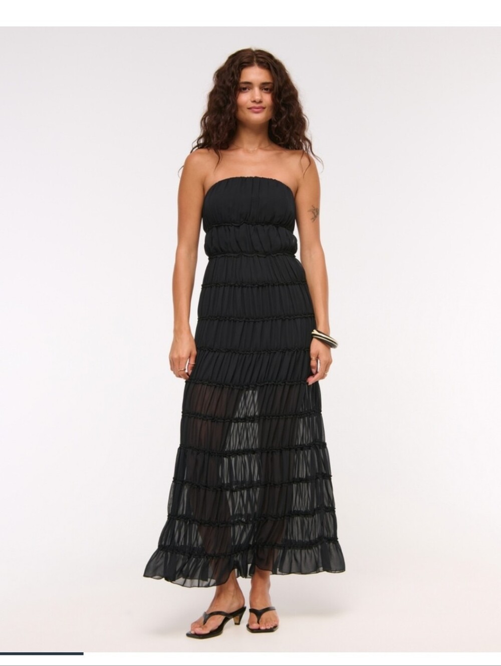 Abercrombie & Fitch Strapless Ruffle Maxi Dress